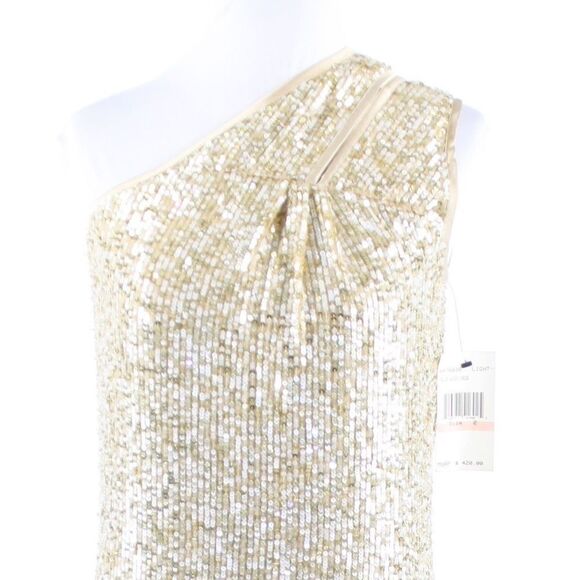 ABS Beige gold clear sequin dress 2 - Picture 2 of 8